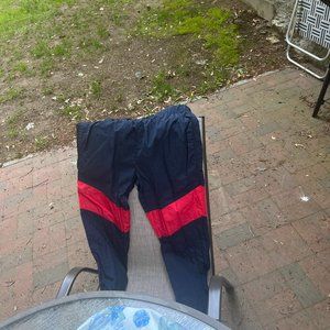 Navy pants with red stripe